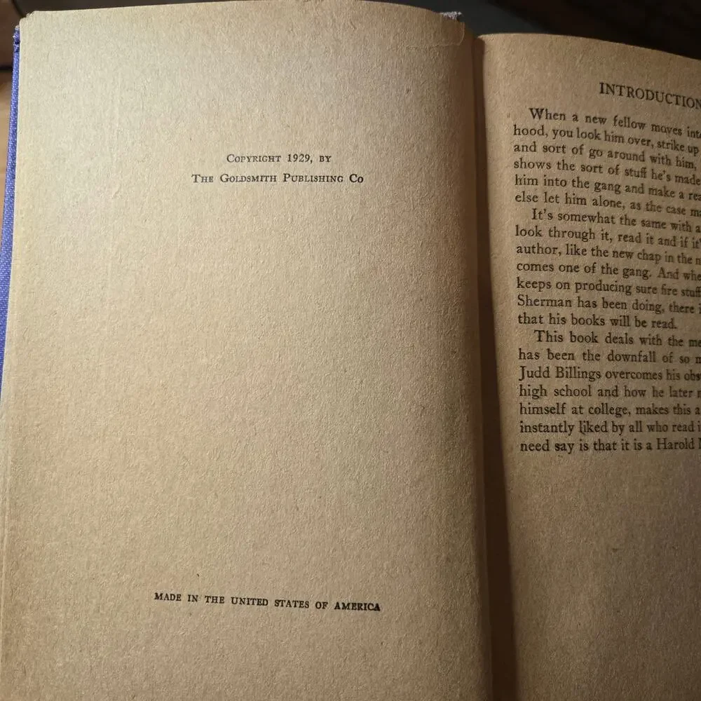 VTG Over the Line by Harold M. Sherman. HC 1929 Sports, Football, Boys Lit